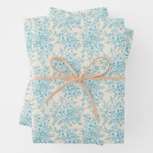 Hoja De Papel De Regalo Patrón floral Blue Rose Bouquet Garden