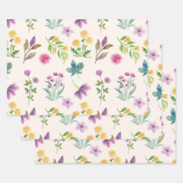 Hoja De Papel De Regalo Patrón floral botánico victoriano oscuro y melancó