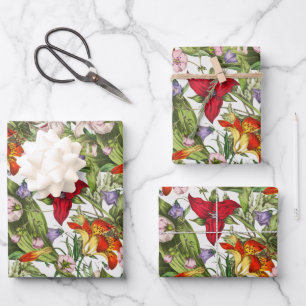 Hoja De Papel De Regalo Patrón floral de color de agua de color vintage