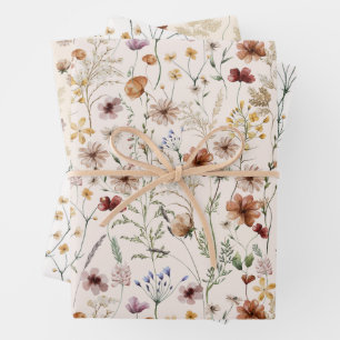 Hoja De Papel De Regalo Patrón floral de color de agua de pequeño florecim