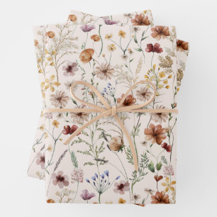 Hoja De Papel De Regalo Patrón floral de color de agua de pequeño florecim