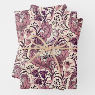 Hoja De Papel De Regalo Patrón floral de crema dorada William Morris Rosa