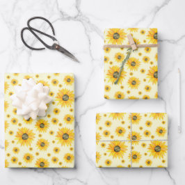 Hoja De Papel De Regalo Patrón floral de girasoles de color acuático