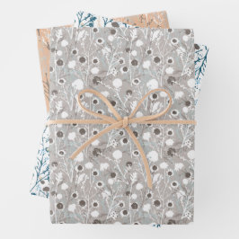 Hoja De Papel De Regalo Patrón floral de invierno