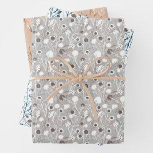 Hoja De Papel De Regalo Patrón floral de invierno