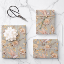 Patrón Floral de Pájaro Ornamentado