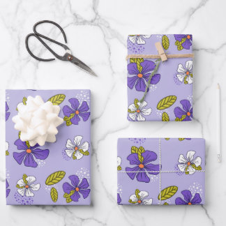 Hoja De Papel De Regalo Patrón floral de primavera en morado