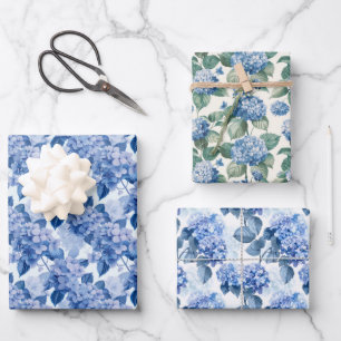 Hoja De Papel De Regalo Patrón floral elegante de Hydrangea azul