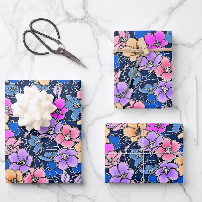 Hoja De Papel De Regalo Patrón floral estilístico 46 (Anverso)