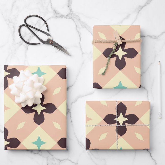 Hoja De Papel De Regalo Patrón floral geométrico continuo (Anverso)