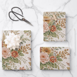 Hoja De Papel De Regalo Patrón Floral Jardín Otoño Rubor