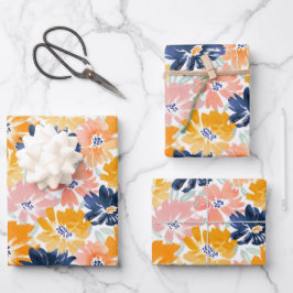 Hoja De Papel De Regalo Patrón floral retro de color de agua