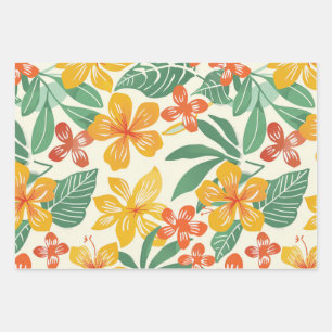 Hoja De Papel De Regalo Patrón floral tropical vibrante