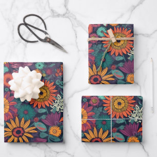 Hoja De Papel De Regalo Patrón floral, un ramo de flores coloridas