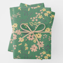 Patrón floral verde boho moderno