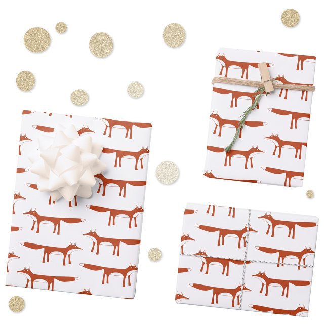 Hoja De Papel De Regalo Patrón Fox rojo (Red fox animal pattern gift wrapping paper )