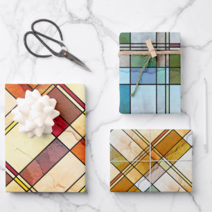 Hoja De Papel De Regalo Patrón geométrico Art Deco inspirado en Mondriaan