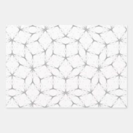Hoja De Papel De Regalo Patrón geométrico blanco y plateado