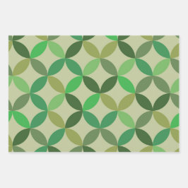 Hoja De Papel De Regalo Patrón geométrico de círculos verdes de mediados d