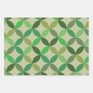 Hoja De Papel De Regalo Patrón geométrico de círculos verdes de mediados d