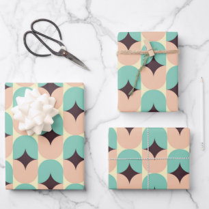 Hoja De Papel De Regalo Patrón geométrico de formas azul turquesa, beige y