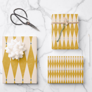 Hoja De Papel De Regalo Patrón geométrico del diamante Retro 50