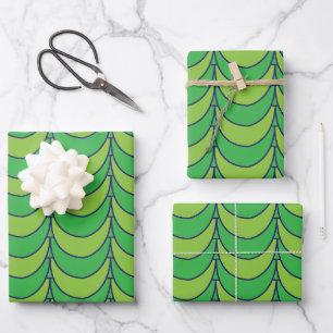 Hoja De Papel De Regalo Patrón geométrico geométrico de medio círculo verd
