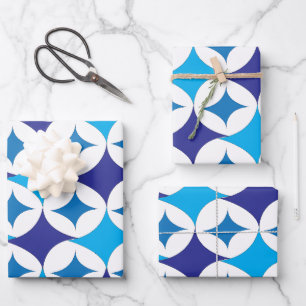 Hoja De Papel De Regalo Patrón geométrico moderno azul