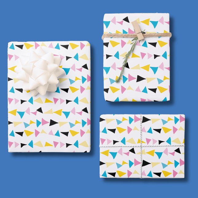 Hoja De Papel De Regalo Patrón geométrico moderno de confeti (confetti geometric modern shapes wrapping paper perfect for baby shower, birthdays and other events)