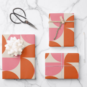 Hoja De Papel De Regalo patrón geométrico moderno de mediados de siglo ros