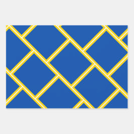 Hoja De Papel De Regalo Patrón geométrico moderno de oro azul cobalto dora