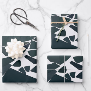 Hoja De Papel De Regalo Patrón geométrico moderno gris azul