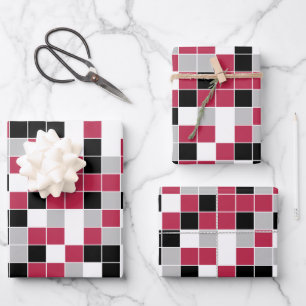 Hoja De Papel De Regalo Patrón geométrico negro magenta divertido