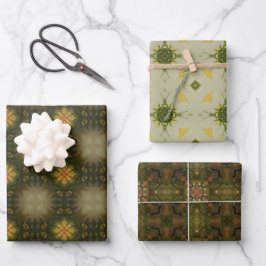 Hoja De Papel De Regalo Patrón geométrico verde de la Tierra No4