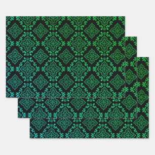 Hoja De Papel De Regalo Patrón geométrico verde / Estampa india