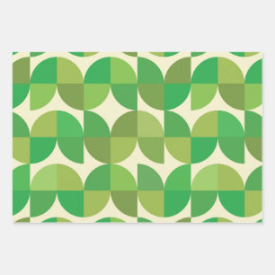 Hoja De Papel De Regalo Patrón geométrico verde moderno de mediados de sig