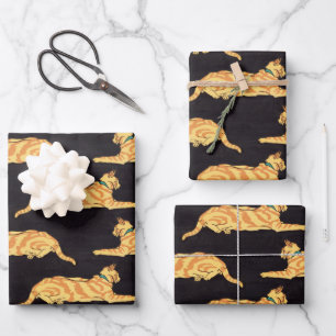 Hoja De Papel De Regalo Patrón Ginger Strin Cats