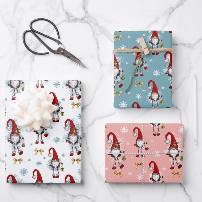 Hoja De Papel De Regalo Patrón Gnomes nórdicos de navidades (Anverso)