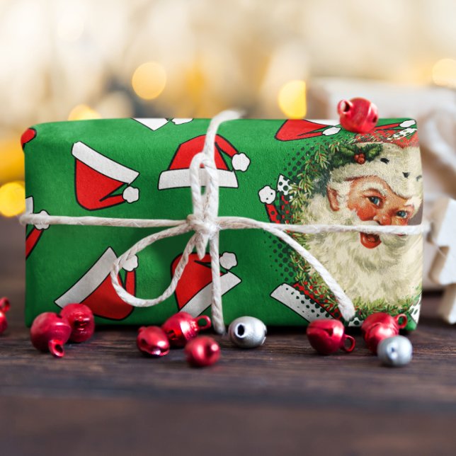 Hoja De Papel De Regalo Patrón Gorra Santas Imagen Personalizado Roja Y Bl (Subido por el creador)