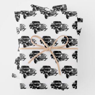 Hoja De Papel De Regalo Patrón gráfico clásico del coche