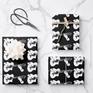 Hoja De Papel De Regalo Patrón gráfico de guitarra