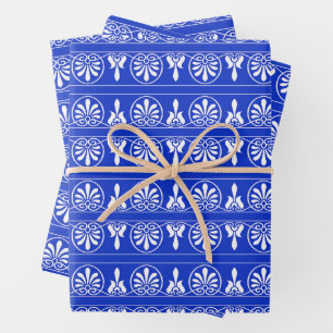Hoja De Papel De Regalo Patrón griego árabe-mediterráneo azul