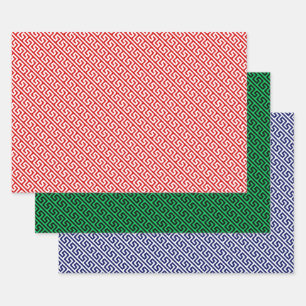 Hoja De Papel De Regalo Patrón griego diagonal de bricolaje y colores de f