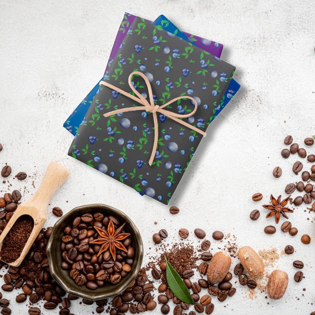 Hoja De Papel De Regalo Patrón gris morado de arándanos (Subido por el creador)