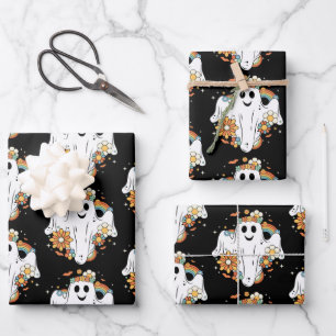 Hoja De Papel De Regalo Patrón Hippie del fantasma retro