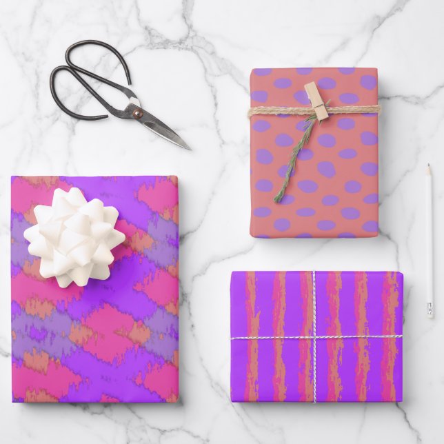 Hoja De Papel De Regalo Patrón Ikat Purple Modern (Anverso)