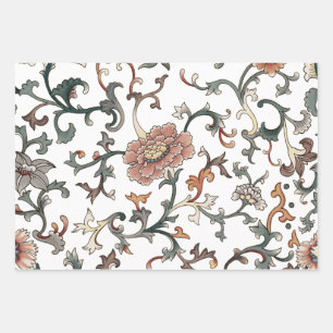 Hoja De Papel De Regalo Patrón ininterrumpido de flores de Chinoiserie