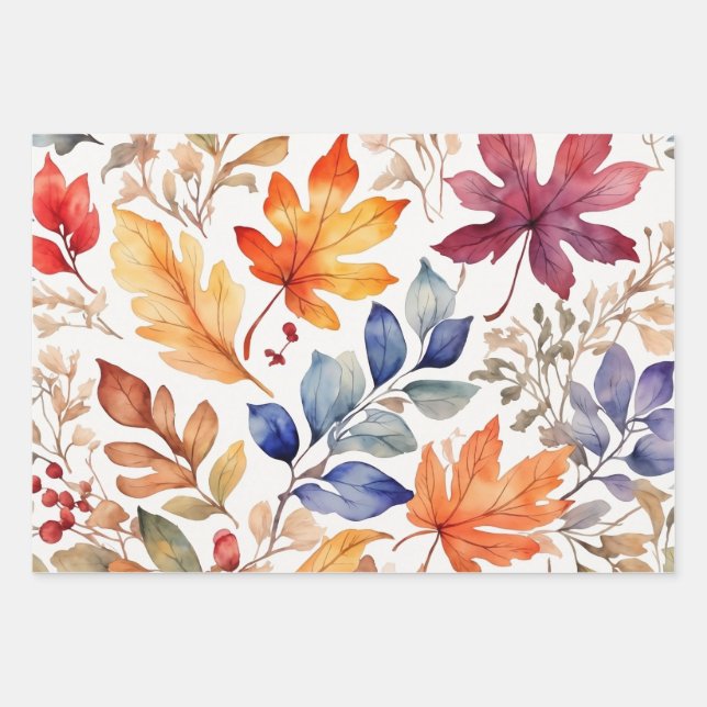 Hoja De Papel De Regalo Patrón ininterrumpido de otoño (Anverso 3)