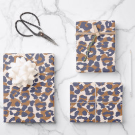 Hoja De Papel De Regalo Patrón Leopardo-Azul y Marrón-