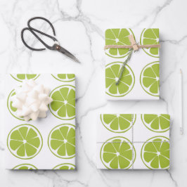 Hoja De Papel De Regalo Patrón Lime Fruit Green Lime